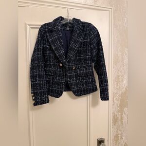 Aqua Navy and White Tweed Blazer